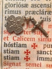 RARO LOTTO RELIQUIE GRECHE IN ARGENTO: Croce con pietre dure +La Croce Phos-Zoe - 1970