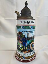 Boccale birra in ceramica decorata coperchio peltro – stile tedesco (BN05)