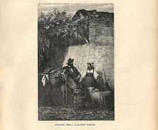 Stampa antica CONTADINI della