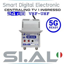 Centralino antenna TV 1 ingresso 24dB  regolabile  VHF UHF  filtro 5G ELAR