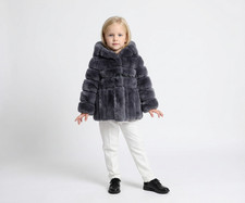 Cappotto pelliccia 1316 Real Rex coniglio bambini ragazze vero lusso elegante morbido