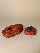 Set Per Il Fumo In Alabastro Rosso Completo Di Accendino E Posacenere