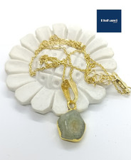 Collana e ciondolo donna laminato oro giallo con quarzo naturale porta fortuna 2