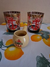 2 BICCHIERI IN VETRO-LIQUORE KAMBUSA L'AMARICANTE-LIQUOR LIQUEUR GLASS-VINTAGE