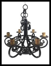 Lampadario a sospensione in ferro battuto sei lumi luci stile medievale rustico