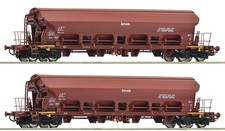 ROCO 6600125 Scala HO Set due Carri tramoggia a carrelli con tetto apribili DR