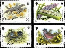 Maglia 2004 WWF Lucertola Rettili Libellula Grilli Insetti Warbler Uccellini 4v MNH