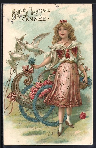 Cartolina rilievo ragazza - cartolina,