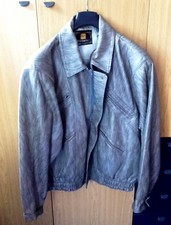 GIUBBOTTO IN VERA PELLE ANTICATA GRIGIO SPORTS WEAR MADE IN ITALY TAGLIA XXL