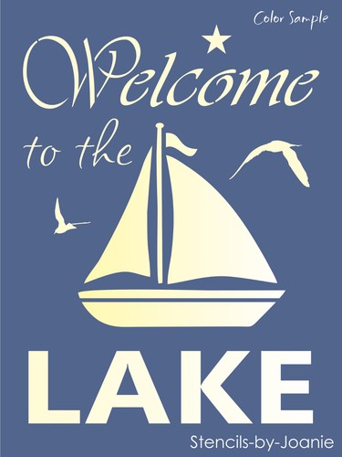 Stencil benvenuti lago barca - stencil,