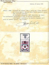 ITALIA REP. 1988 - VARIETA MILAN AZZURRO SIA MNH CHE ANNULLATO - 2 CERTIFICATI