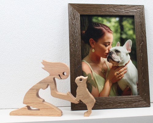 Statua ragazza bulldog - statua, e