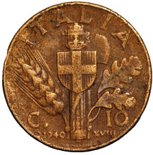 Italy 10 Centesimi 1940R Yr