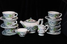 FORTEBRACCIO ITALIANO CERAMICHE DIPINTO A MANO BACCHE SERVIZIO DA TÈ 15 PEZZI