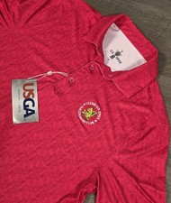 US Open Shirt Uomo Piccolo Rosso Scoiattolo Golf Polo 122° USGA Country Club Elasticizzato