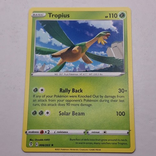 Carta pokémon tropius 006 - carta, 006/203