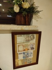 Quadro Con Banconote Lire Italiane Originali Repubblica - Idea Regalo Natale
