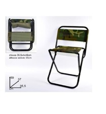 Sedia Sgabello Pesca Pieghevole Militare Con Schienale Pescatore Campeggio Relax
