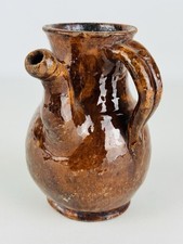 Antico Vaso In Maiolica Orciolo Popolare In Terracotta Invetriata XIX Sec.