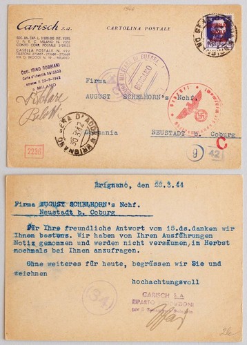 Italia 1944 rara carta censore - italia,