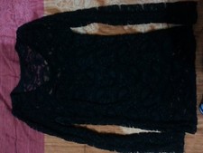 lotto 842 maglia maglietta pizzo nera camicia donna tg.M/L