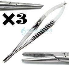 3 Pezzi Micro Dritto T/C Porta Aghi 7" Castroviejo Oftalmico AGGIORNATO Pinza