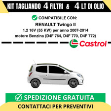 Tagliando per RENAULT Twingo II 1.2 16V 55 kw - 4 Lt di Castrol + 4 Filtri an...