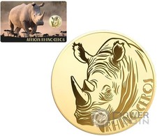 AFRICAN RHINOCEROS 1/1000 Oz Moneda Oro 3000 Francs Chad 2024