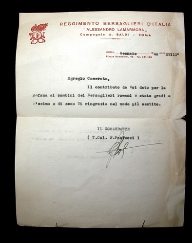 Lettera reggimento bersagleiri - lettera,