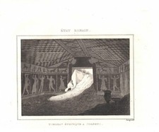 TARQUINIA CORNETO una tomba etrusca Viterbo STAMPA ANTICA del 1834 Antique print