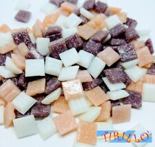 MOSAICO -Tessere mosaico pasta vetro 1x1 cm -200g/300 pz -Mix mora bianco beige
