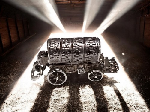 Ciondolo argento antico carro - argento,