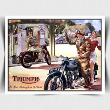 TRIUMPH LA MIGLIORE MOTO RETRÒ VINTAGE PUBBLICITÀ INSEGNA TARGA METALLO stampa parete