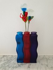 Vesetti Vetro - 3x Vasetti DESIGN - Colorati + Rose Decorative -