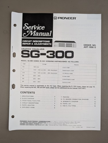 Pioneer 300 equalizzatore - pioneer, sg-300