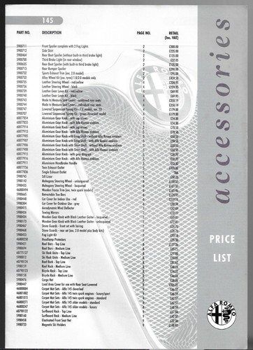 Alfa romeo accessories - alfa, prices