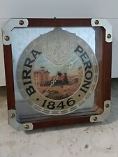 Orologio da muro parete birra Peroni anni 80, legno e metallo Funzionante 