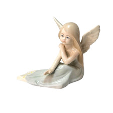 Statuina Angelo Porcellana Decorazione Casa Regalo da Collezione Soprammobile