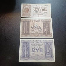 Vecchie Banconote In Lire 2 Lire 1939 Impero + 1 Lira 1939 + 1 Lira 1944 Lt C8 