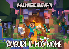 *NEW* Cialda A4 MINECRAFT con NOME Decorazione Torta OSTIA O PASTA DI ZUCCHERO
