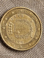 MALTA PRIMA MONETA €URO 10 CENT 2008 CON LA F NELLA STELLA ERRORI