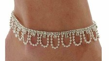 Cavigliera Bracciale Strass Colore Argento Donna Gioiello Moda Estate n. 88