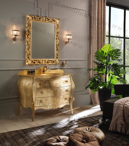 Mobile bagno foglia oro con - bagno,