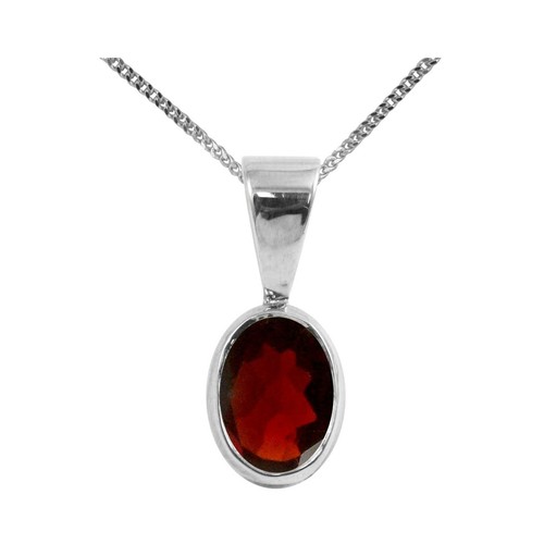 Sterling granato argento ovale - granato,
