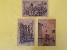 Serie tre cartoline in sughero Sardegna ditta Tamponi Persico anni '50