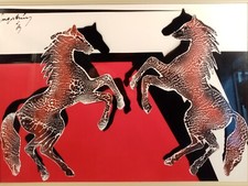 GINO FALZON IN ARTE SAGE VERNIS DIPINTO AD OLIO FIRMATO ANNI 70 CAVALLI 1973 TEC