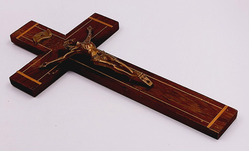 Vtg crucifix french wood - crucifix,