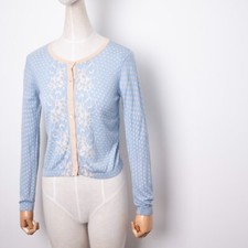 TWINSET Simona Barbieri LINGERIE cardigan donna blu crop cotone bottoni taglia S