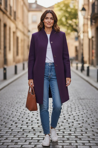 Cappotto corto viola - ,
