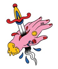 Adesivo coltello mano - adesivo, trippy